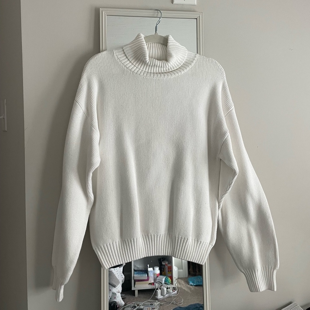 Quince Elegant White Turtleneck Sweater